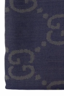 Gucci GRANATOWY Szal ze wzorem ‘GG’