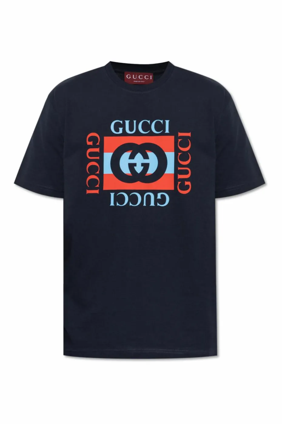 Gucci GRANATOWY T-shirt z nadrukowanym logo