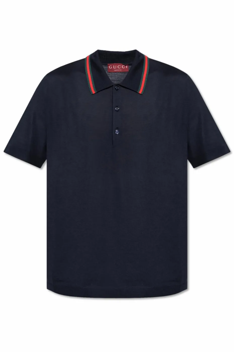 Gucci GRANATOWY Wełniane polo z charakterystycznym paskiem `Web`