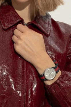 Gucci GRANATOWY Zegarek z paskiem `Web`