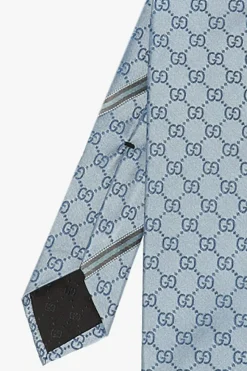 Gucci jasnoniebieski Krawat z wyszytym wzorem