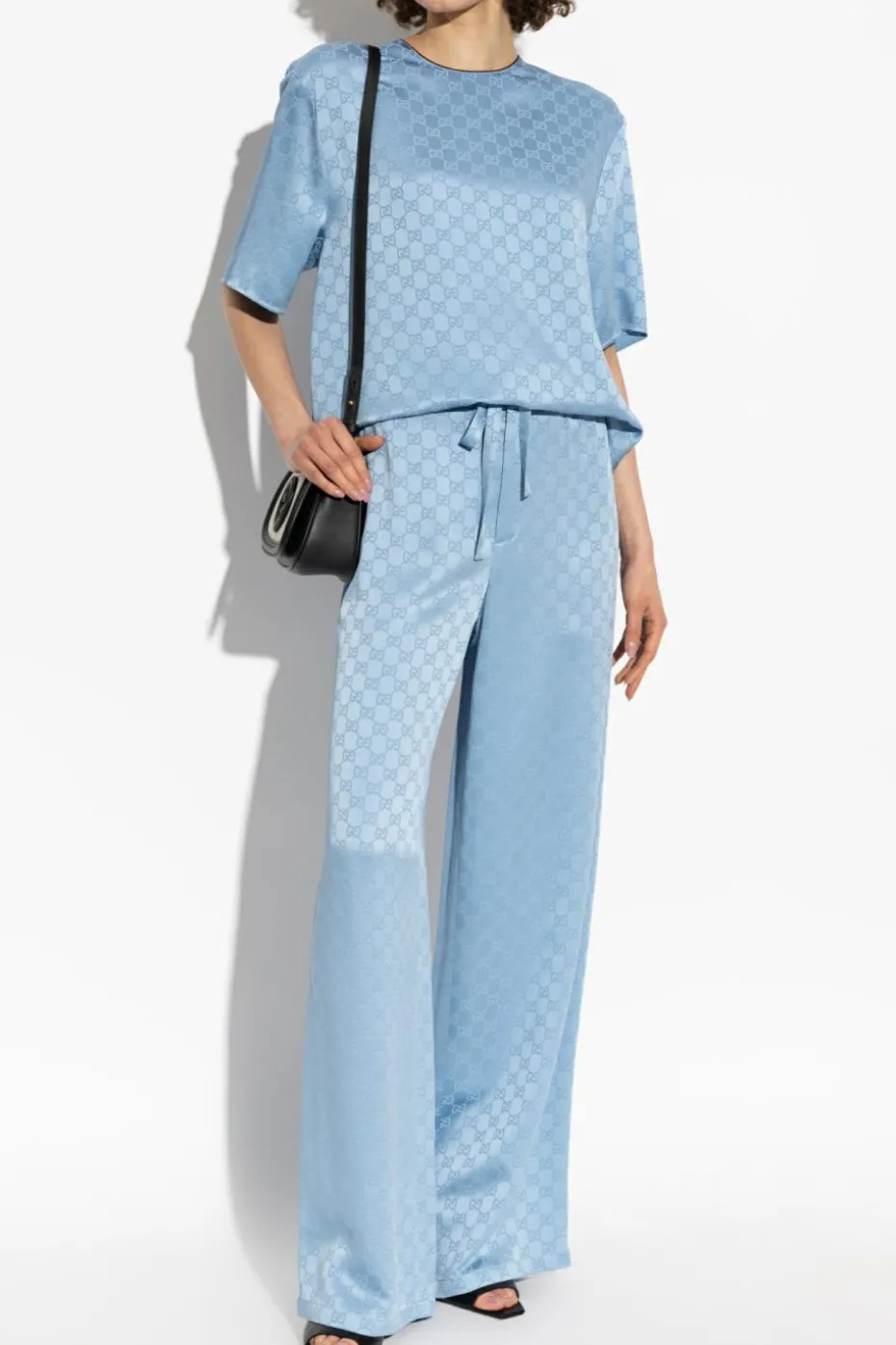 Gucci jasnoniebieski Top o luźnym kroju ze wzorem `GG`