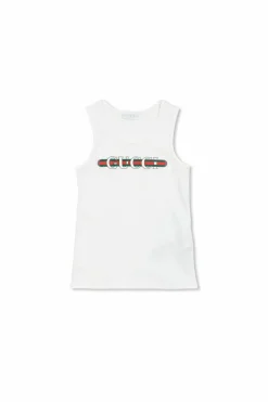 Gucci Kids BIAŁY Bawełniany top z logo