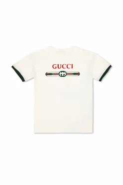Gucci Kids BIAŁY T-shirt z nadrukowanym logo