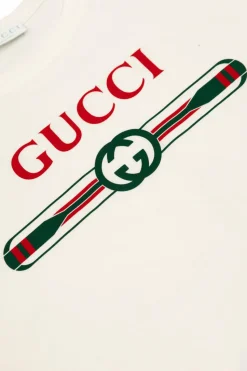 Gucci Kids BIAŁY T-shirt z nadrukowanym logo