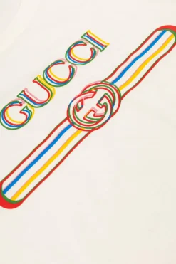 Gucci Kids BIAŁY T-shirt z nadrukowanym logo