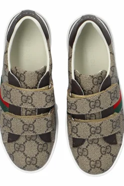Gucci Kids BRĄZOWY Buty sportowe z płótna `GG Supreme`