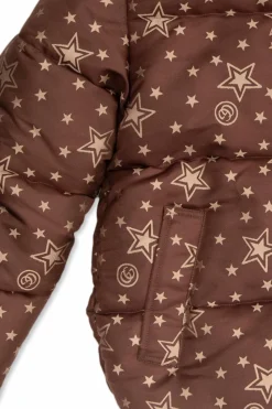 Gucci Kids BRĄZOWY Kurtka puchowa z motywem gwiazd