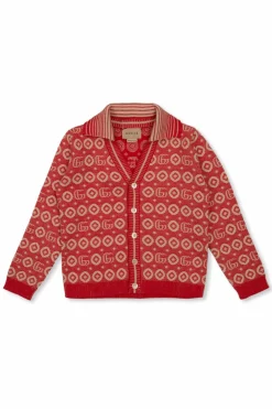 Gucci Kids CZERWONY Kardigan z logo