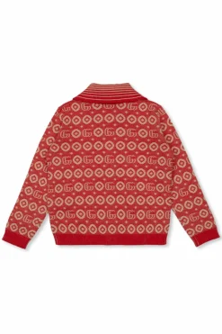 Gucci Kids CZERWONY Kardigan z logo