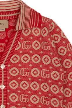 Gucci Kids CZERWONY Kardigan z logo