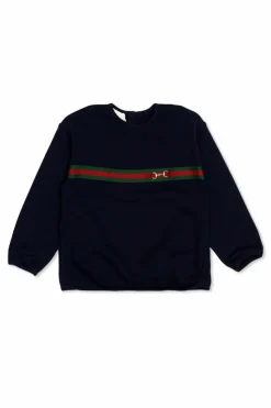 Gucci Kids GRANATOWY Bluza z motywem ‘Web’