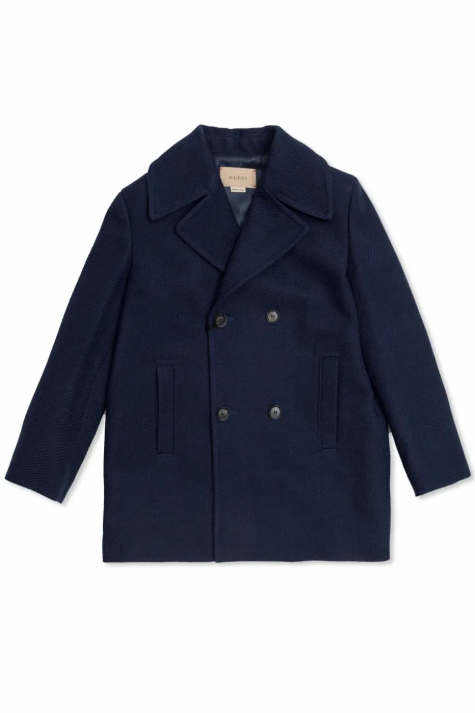 Gucci Kids GRANATOWY Dwurzędowy płaszcz