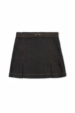 Gucci Kids GRANATOWY Jeansowa spódnica z zakładkami