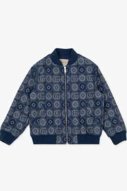 Gucci Kids GRANATOWY Jeansowa kurtka typu ‘bomber’