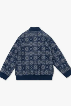 Gucci Kids GRANATOWY Jeansowa kurtka typu ‘bomber’