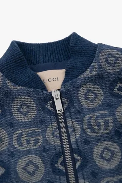 Gucci Kids GRANATOWY Jeansowa kurtka typu ‘bomber’