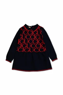 Gucci Kids GRANATOWY Sukienka z kołnierzem