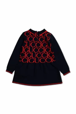 Gucci Kids GRANATOWY Sukienka z kołnierzem