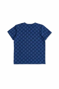 Gucci Kids GRANATOWY T-shirt z monogramem