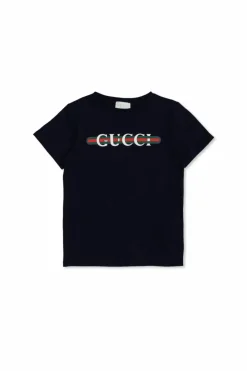 Gucci Kids GRANATOWY T-shirt z logo