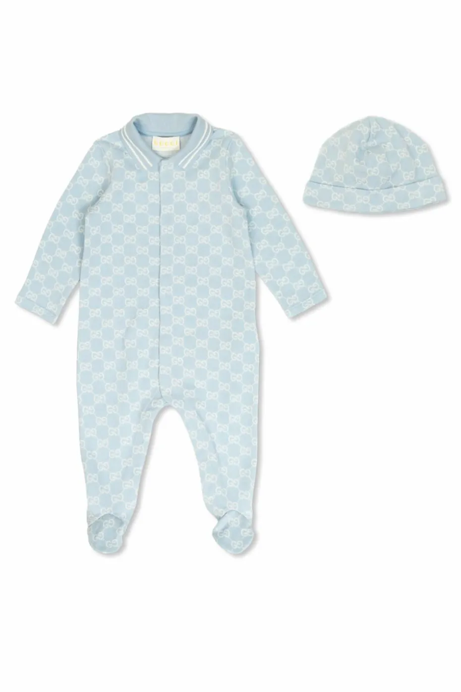 Gucci Kids jasnoniebieski Komplet: pajacyk niemowlęcy i czapka
