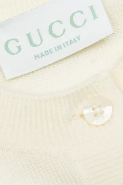 Gucci Kids kremowy Kardigan z wyszytym logo