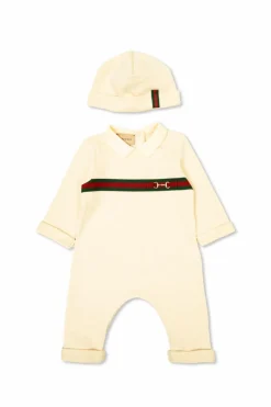 Gucci Kids kremowy Komplet niemowlęcy: pajacyk i czapka