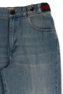 Gucci Kids NIEBIESKI Jeansy z pasem ‘Web’