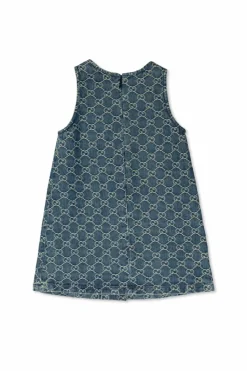 Gucci Kids NIEBIESKI Jeansowa sukienka ze wzorem `GG`