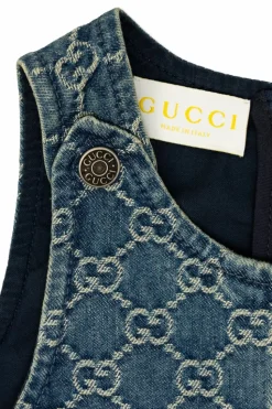 Gucci Kids NIEBIESKI Jeansowa sukienka ze wzorem `GG`