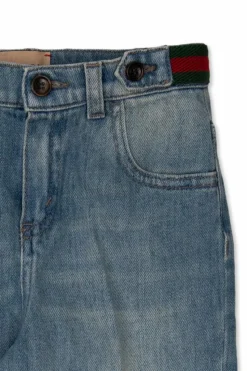 Gucci Kids NIEBIESKI Jeansy z pasem ‘Web’