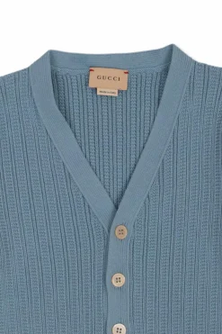 Gucci Kids NIEBIESKI Kardigan z pasem ‘Web