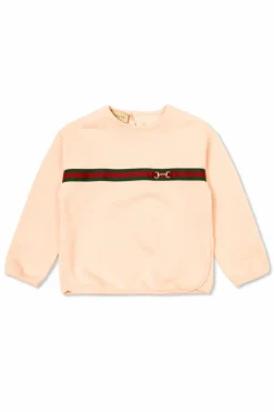 Gucci Kids RÓŻOWY Bluza z charakterystycznym paskiem `Web`