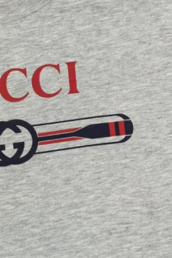 Gucci Kids SZARY T-shirt z nadrukowanym logo