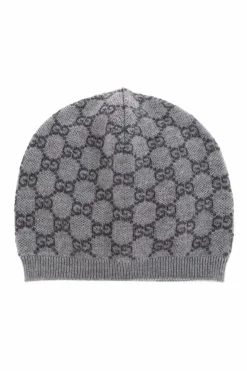 Gucci Kids SZARY Wełniana czapka ze wzorem `GG`