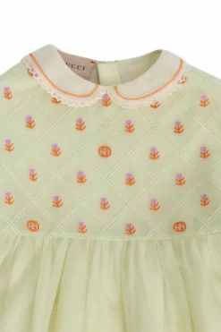 Gucci Kids ZIELONY Dwuwarstwowa sukienka