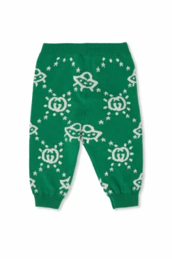 Gucci Kids ZIELONY Spodnie z monogramem