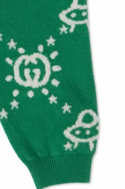 Gucci Kids ZIELONY Spodnie z monogramem