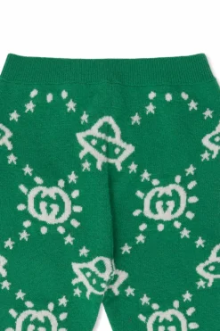 Gucci Kids ZIELONY Spodnie z monogramem