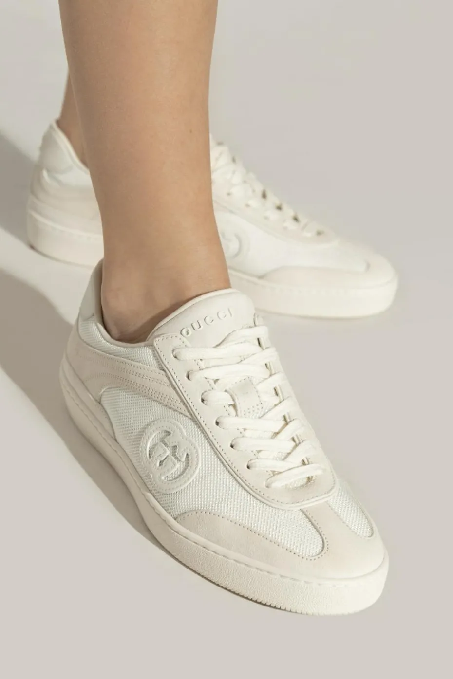Gucci kremowy Buty sportowe z logo