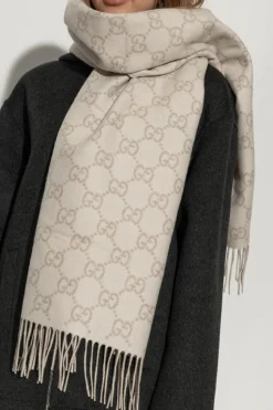Gucci kremowy Kaszmirowy szal z monogramem