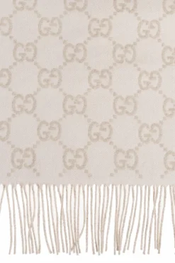 Gucci kremowy Kaszmirowy szal z monogramem