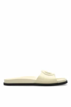 Gucci kremowy Skórzane klapki