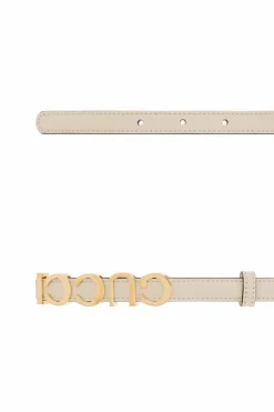 Gucci kremowy Skórzany pasek z logo
