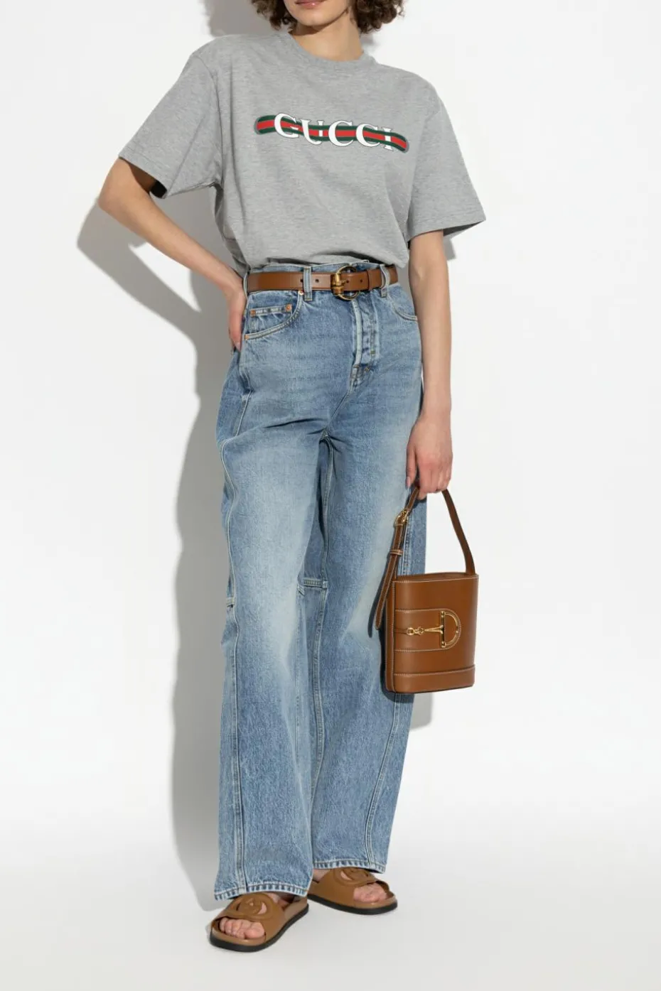 Gucci NIEBIESKI Jeansy z wysokim stanem