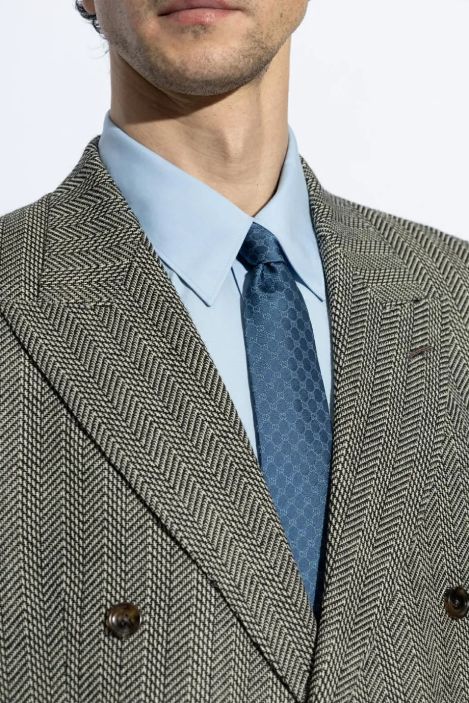 Gucci NIEBIESKI Jedwabny krawat