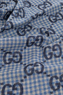 Gucci NIEBIESKI Wełniany szal