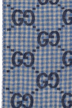 Gucci NIEBIESKI Wełniany szal