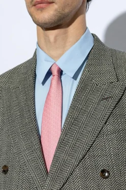 Gucci RÓŻOWY Jedwabny krawat